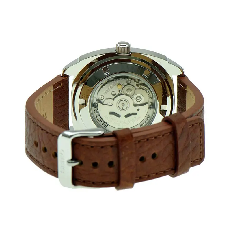 Seiko Recraft Automatic Brown Leather Hardlex Men's Watch- SNKN37